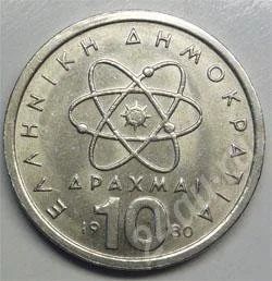 Лот: 312237. Фото: 1. Греция. 10 драхм 1980г. (2). Европа