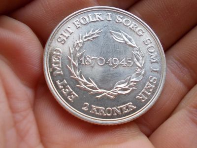 Лот: 16728744. Фото: 1. 2 кроны 1945 года. Юбилейная Серебрянная... Россия до 1917 года