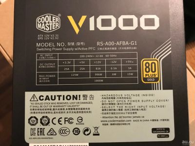 Лот: 13271154. Фото: 1. Блок питания Cooler Master V1000... Корпуса, блоки питания