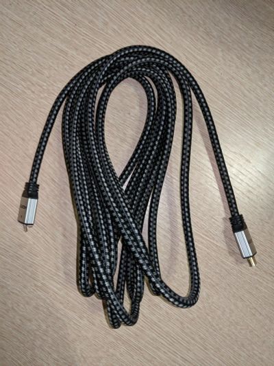Лот: 12976906. Фото: 1. Кабель HDMI 5 м. в тканевой оплетке... Шлейфы, кабели, переходники