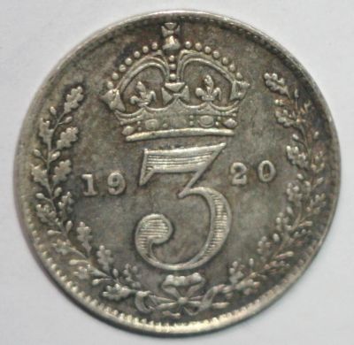 Лот: 2197817. Фото: 1. 3 пенса 1920 год. Великобритания. Великобритания и острова