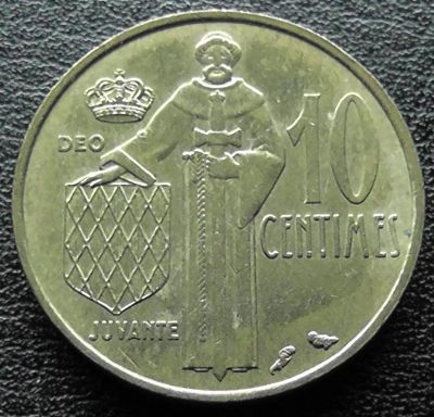 Лот: 11550708. Фото: 1. Монако монета 10 сантимов 1974... Европа