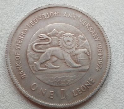 Лот: 12736932. Фото: 1. 1 леоне 1974 года. Сьера-Леоне... Африка