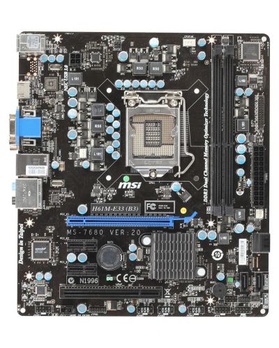 Лот: 16671371. Фото: 1. MSI H61M-E33 (H61 чипсет/ PCI... Материнские платы