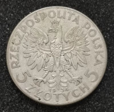 Лот: 23360384. Фото: 1. 5 злотых 1934 года. Польша. Голова... Европа