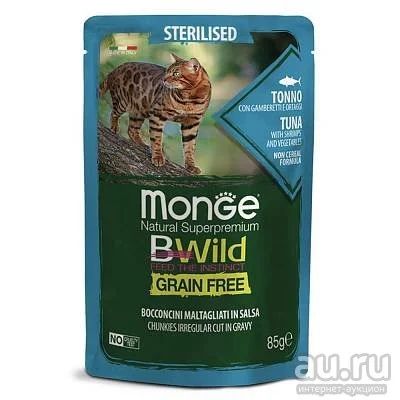Лот: 16936187. Фото: 1. Monge Cat BWild Grain Free (Монж... Корма