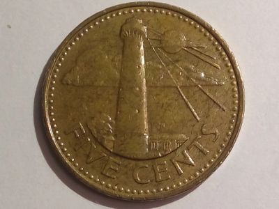 Лот: 14548774. Фото: 1. Монета Барбадоса 5 центов. Америка