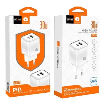 Лот: 25795126. Фото: 1. СЗУ WUW C228 1C1A QC3.0PD GaN... Зарядные устройства, блоки питания, адаптеры сетевые для смартфонов