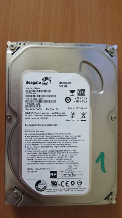 Лот: 25192833. Фото: 1. Жесткий диск Seagate ST500DM002... Жёсткие диски (HDD)