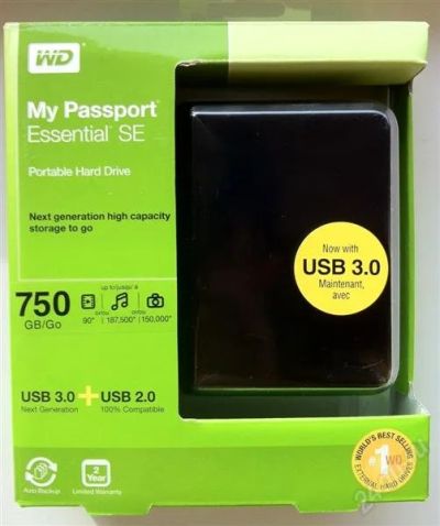 Лот: 1288801. Фото: 1. Портативный накопитель 750 GB... Другое (компьютеры, оргтехника, канцтовары)