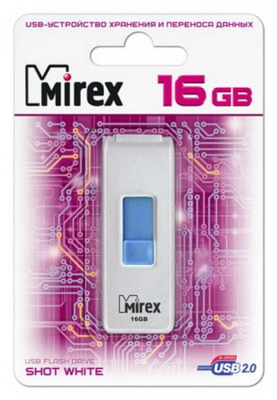 Лот: 16172818. Фото: 1. USB 16 Gb Mirex Shot white USB... USB-флеш карты