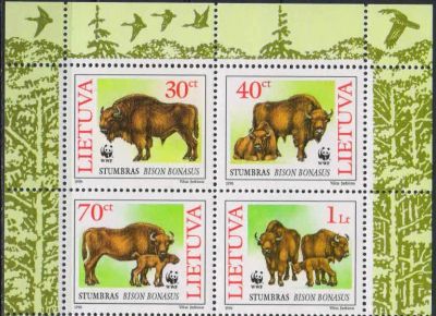 Лот: 17423533. Фото: 1. 1996. Литва. Европейский Зубр... Марки