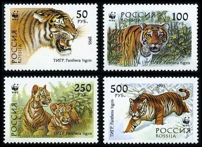 Лот: 15832024. Фото: 1. 1993, 25 ноября. Уссурийский тигр... Марки