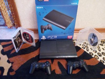 Лот: 6024332. Фото: 1. Playstatione 3 500gb + 2 джойстика... Игровые приставки, консоли