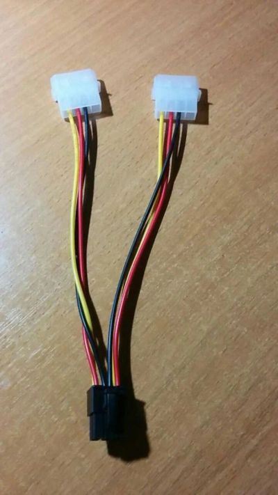 Лот: 10455515. Фото: 1. Переходник 6 pin x 2 Molex. Шлейфы, кабели, переходники