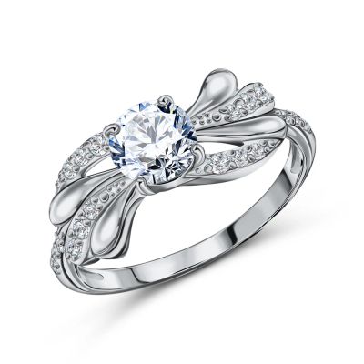 Лот: 23887495. Фото: 1. Серебряное кольцо с фианитами... Кольца, перстни
