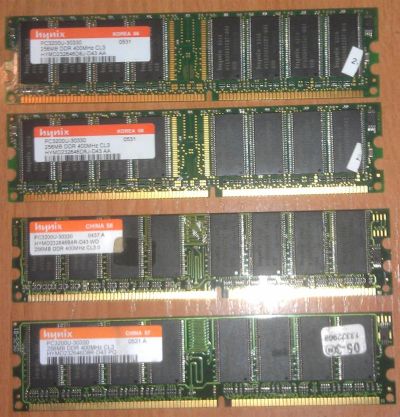 Лот: 3473317. Фото: 1. Hynix DDR1 PC3200 1024mb (4 x... Оперативная память