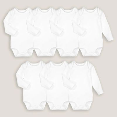 Лот: 24225394. Фото: 1. Комплект из 7 белых боди LaRedoute. Ползунки, распашонки, слипы
