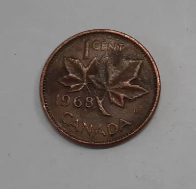 Лот: 21241394. Фото: 1. Монета Канада 1 цент 1968г. Америка