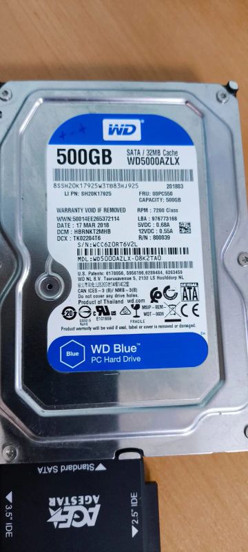 Лот: 25736626. Фото: 1. Жесткий диск WD HDD 500 Gb. Жёсткие диски (HDD)