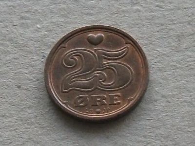 Лот: 16559210. Фото: 1. Монета 25 эре / оре / ери Дания... Европа