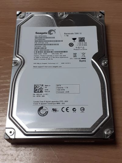 Лот: 18807048. Фото: 1. HDD 1TB Seagate 7200.12 (ST31000524AS... Жёсткие диски