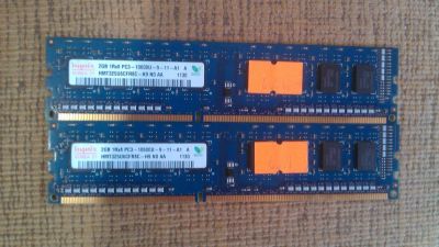Лот: 6432536. Фото: 1. Память hynix 2GBx 2шт DDR3 1333. Оперативная память