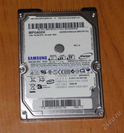 Лот: 2901136. Фото: 1. Жесткий диск Samsung IDE 40Gb... Жёсткие диски (HDD)