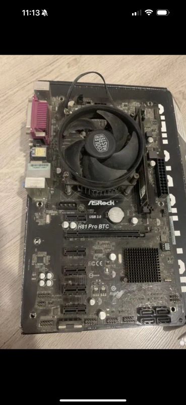 Лот: 23326786. Фото: 1. Asrock h81 PRO btc R2.0+процессор... Материнские платы