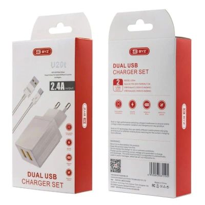 Лот: 22142595. Фото: 1. СЗУ BYZ U20t 2*USB+Type-C 2.4A... Зарядные устройства, блоки питания, адаптеры сетевые для смартфонов