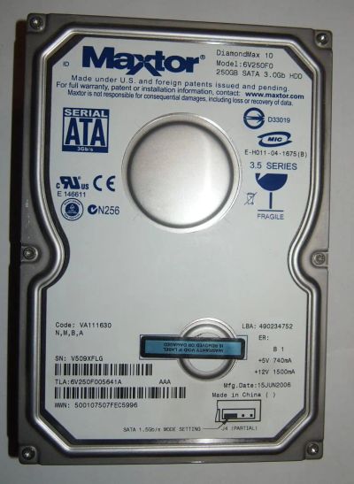 Лот: 4802000. Фото: 1. 250 Gb, 7200 RPM Maxtor Diamond... Жёсткие диски (HDD)