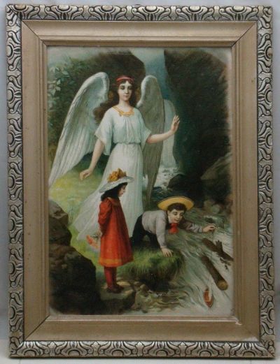 Лот: 16156174. Фото: 1. Принт старинный Ангел-Хранитель... Другое (антиквариат)