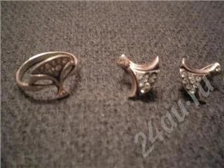 Лот: 165336. Фото: 1. Набор (серьги с кольцом), серебро... Серьги, каффы