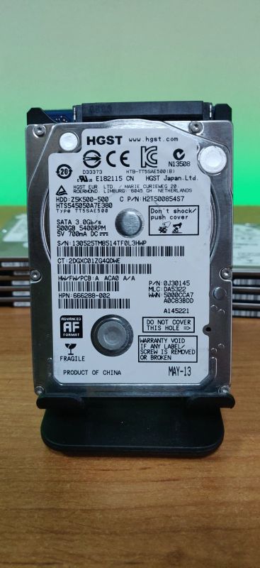 Лот: 22694340. Фото: 1. HDD 500Gb/HGST/SATA/2,5"/5400... Жёсткие диски (HDD)