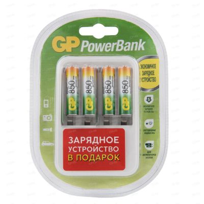 Лот: 11454643. Фото: 1. Зарядное устройство GP + 4 аккумулятора... Зарядные устройства