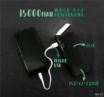 Лот: 13072287. Фото: 1. HOCO Power Bank B27 15000mAh. Внешние, портативные аккумуляторы для смартфонов (Power bank)
