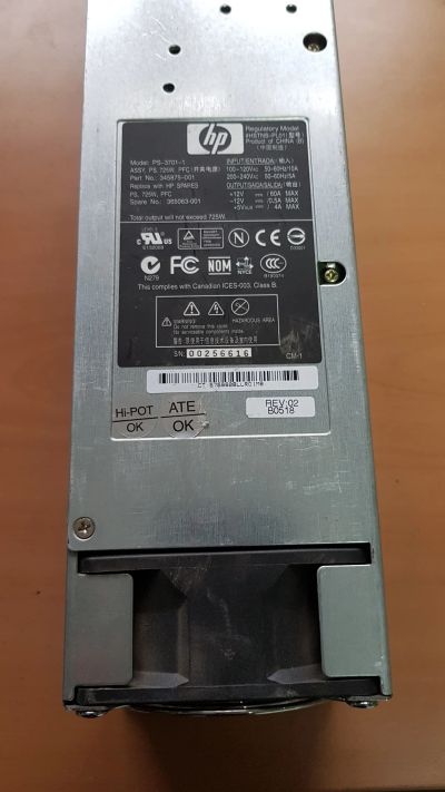 Лот: 11590154. Фото: 1. Серверный блок питания HP 725... Корпуса, блоки питания