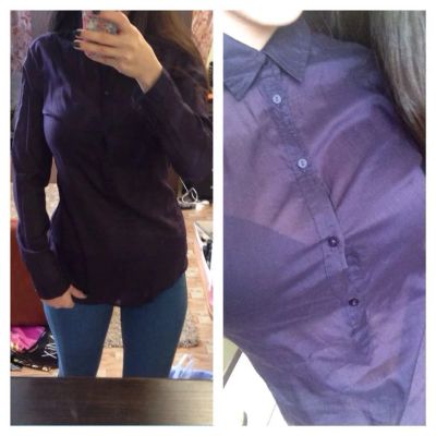 Лот: 4794947. Фото: 1. Рубашка. Темно-фиолетовая. Размер... Блузы, рубашки