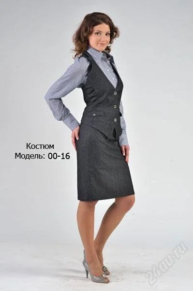 Лот: 1504594. Фото: 1. Костюм (прямая юбка+жилет), р... Костюмы