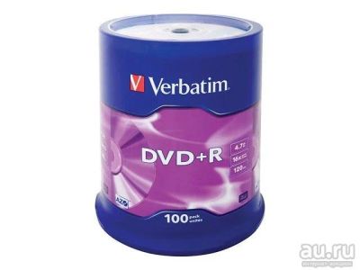 Лот: 9153769. Фото: 1. Verbatim DVD+R 4.7GB 16x 100-pack... CD, DVD, BluRay