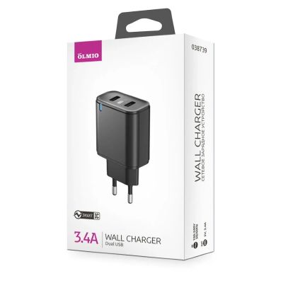 Лот: 22150621. Фото: 1. СЗУ OLMIO 2*USB 3.4A, Smart IC. Зарядные устройства, блоки питания, адаптеры сетевые для смартфонов