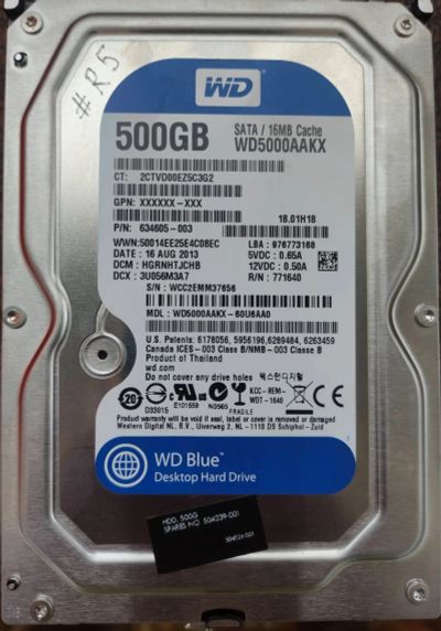 Лот: 22154790. Фото: 1. HDD WD5000AAKX #R5. Жёсткие диски (HDD)