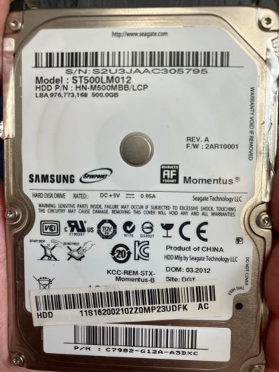 Лот: 25514881. Фото: 1. Hdd 500 gb samsung. Жёсткие диски (HDD)