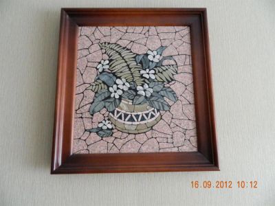 Лот: 3658191. Фото: 1. Картина из камня (Мрамор) "Цветы... Другое (ручная работа)