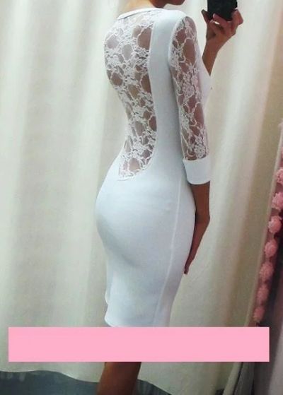Лот: 10653613. Фото: 1. Платье белое спина гипюр. Платья