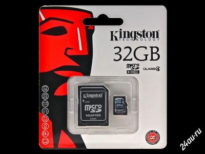 Лот: 2421137. Фото: 1. Kingston Micro SD 32gb class 4. Карты памяти