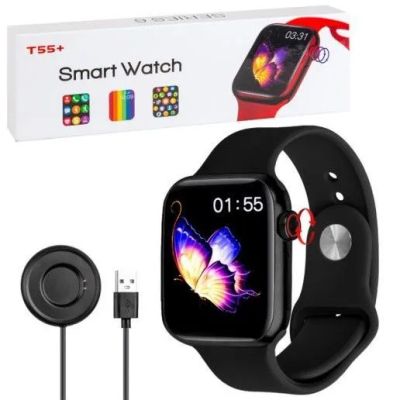 Лот: 22146462. Фото: 1. SMART WATCH T55 PLUS Black. Смарт-часы, фитнес-браслеты, аксессуары