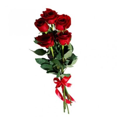 Лот: 13906310. Фото: 1. Лот № 741 Букет из 5 красных роз... Свежие цветы