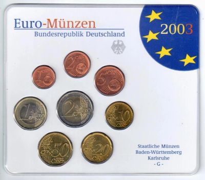 Лот: 10455862. Фото: 1. Германия евро набор 2003 8 шт... Германия и Австрия