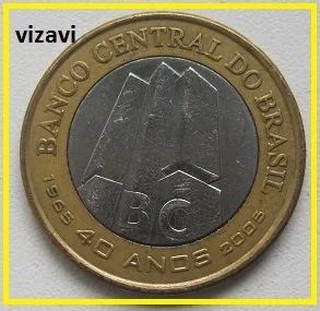 Лот: 16350753. Фото: 1. Бразилия 1 реал 2005. 40 лет Центральному... Америка